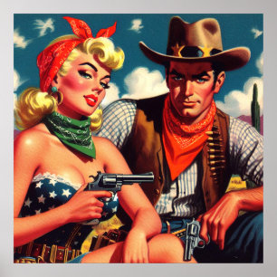 cowgirl en cowboy poster