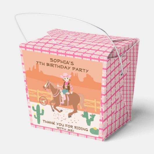 Cowgirl en paard Verjaardagsfeest Bedankdoosjes (Achterkant)