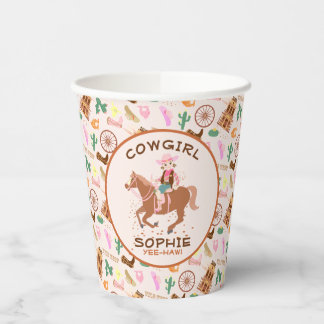 Cowgirl en paard Verjaardagsfeest Papieren Bekers