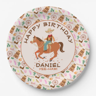 Cowgirl en paard Verjaardagsfeest Papieren Bordje