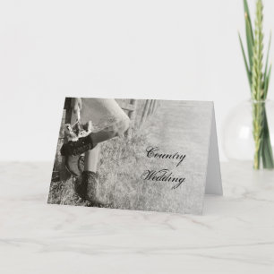 Cowgirl en Sunflower Wedding Save the Date BW Aankondiging