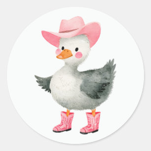 Cowgirl Gekke Goose Pastel Roze Schattige Western Ronde Sticker