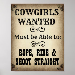 Cowgirl Gezocht Poster