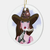 COWGIRL "Hair Diva" Keramisch Ornament (Links)