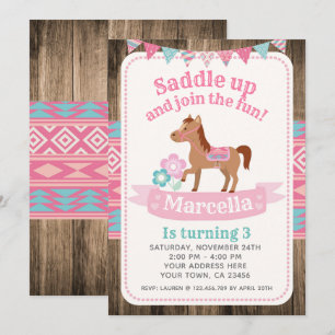 Cowgirl, Horse Birthday Invitation