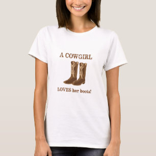 Cowgirl houdt van haar Boots Words Brown Western T-shirt