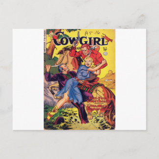 Cowgirl in een Blauwe Dress Briefkaart