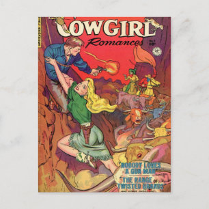 Cowgirl in een Groene Dress Briefkaart