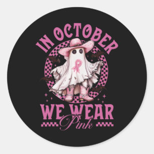 Cowgirl In Oktober Draag We Roze Borstkanker Ronde Sticker