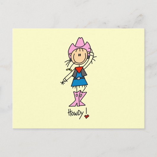 Cowgirl in roze T-shirts en cadeautjes Briefkaart (Voorkant)