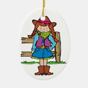 Cowgirl Keramisch Ornament