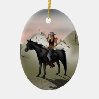 Cowgirl Keramisch Ornament