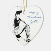 Cowgirl kerst keramisch ornament (Links)