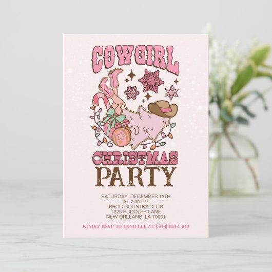 Cowgirl Kerstfeest Kaart (Staand voorkant)