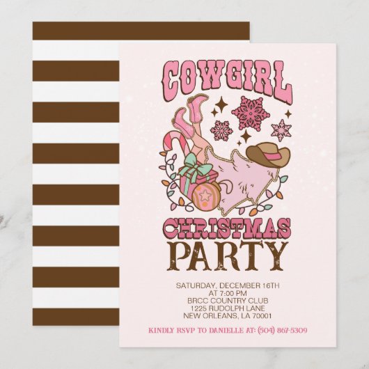 Cowgirl Kerstfeest Kaart (Voorkant / Achterkant)