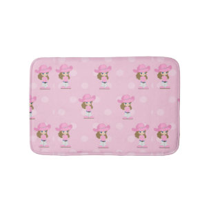 Cowgirl Kind roze Pet en Boots Polka Dots Bath Mat