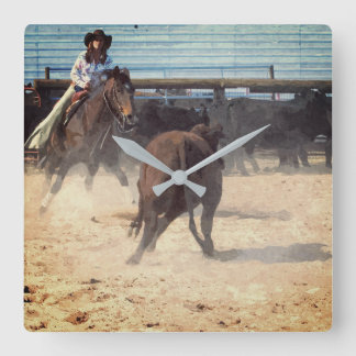 Cowgirl Kraal Scheidt Rundvee Western  Vierkante Klok