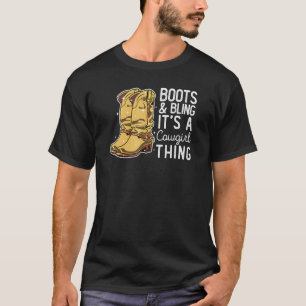 Cowgirl Laarzen Bling Schattige Bloem Liefde Lande T-shirt