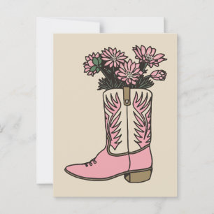 Cowgirl laarzen bloemen briefkaart