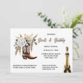 Cowgirl laarzen bubbly floral western vrijgezellen kaart (Staand voorkant)