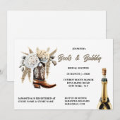 Cowgirl laarzen bubbly floral western vrijgezellen kaart (Voorkant / Achterkant)