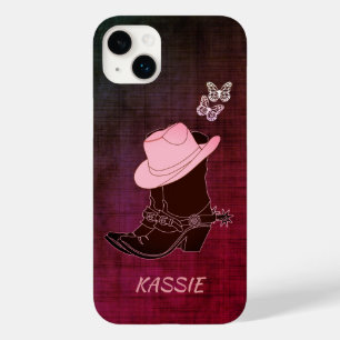 Cowgirl Laarzen Hoed Vlinder Bourgondie Persoonlij Case-Mate iPhone 14 Plus Hoesje