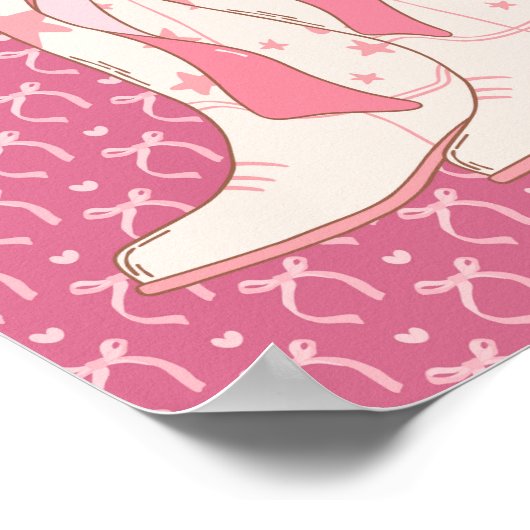Cowgirl laarzen met roze lint Coquette Art Print (Hoek)