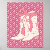 Cowgirl laarzen met roze lint Coquette Art Print (Voorkant)
