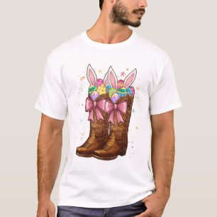 Cowgirl Laarzen Pasen Western Happy Coquette Pasen T-shirt