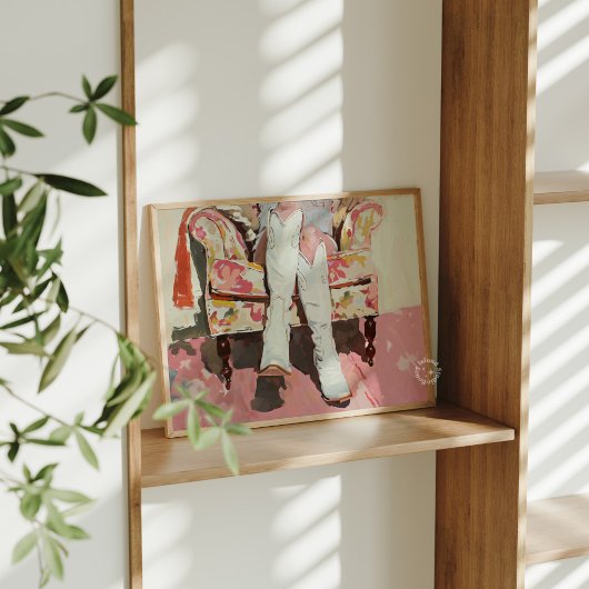 Cowgirl Laarzen Schilderen Retro Glossy Poster Perfect Poster