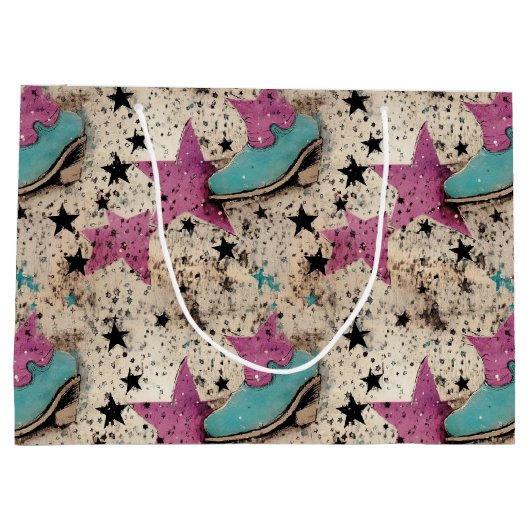 Cowgirl laarzen ster studded retro patroon groot cadeauzakje (Achterkant)