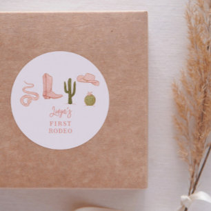 Cowgirl Land 1e Verjaardag Feest Favor Ronde Sticker