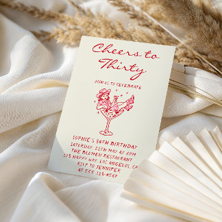 Cowgirl Martini Cheers to Thirty 30th Birthday Kaart