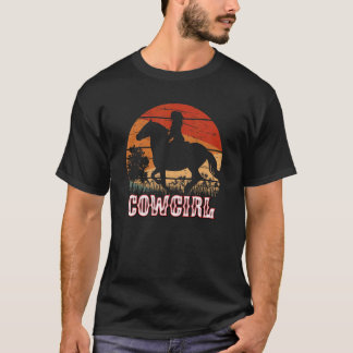 Cowgirl Meisje Paardrijden Vintage Stijl Rodeo Tex T-shirt