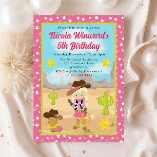 Cowgirl met blond haar Westerse verjaardag kids Kaart