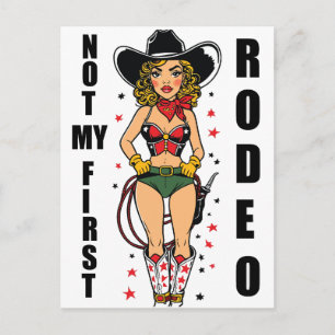 Cowgirl met citaat Niet mijn eerste rodeo Briefkaart