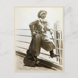 Cowgirl met Guitar Foto Briefkaart