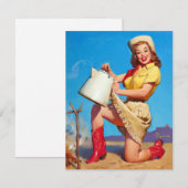 Cowgirl met koffiepin-up kaart (Voorkant / Achterkant)