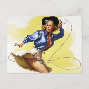 Cowgirl met Lasso Pin Up Briefkaart