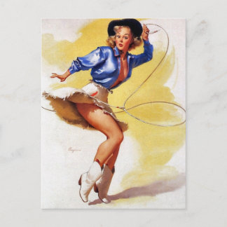 Cowgirl met Lasso Pin-Up Briefkaart