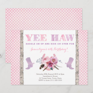 cowgirl nodig met laarzen en hoefijzer kaart