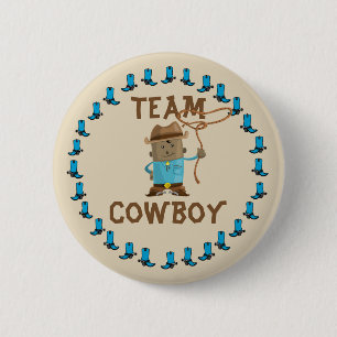 Cowgirl of Cowboy Gender onthulling Team Button