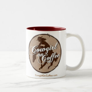 "Cowgirl on coffee" Witte en rode MOK