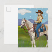 Cowgirl op een paard briefkaart (Voorkant / Achterkant)