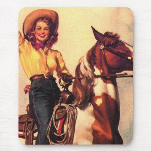 Cowgirl op haar paard muismat