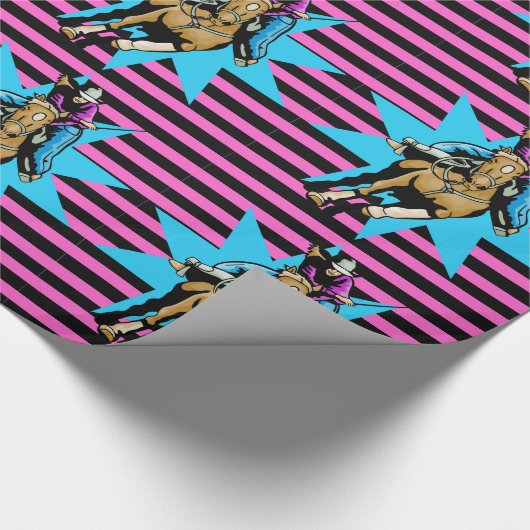 Cowgirl op hardlopen paard elke gelegenheid cadeaupapier (Hoek)