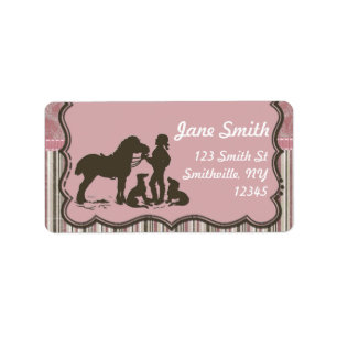 Cowgirl op roze etiket