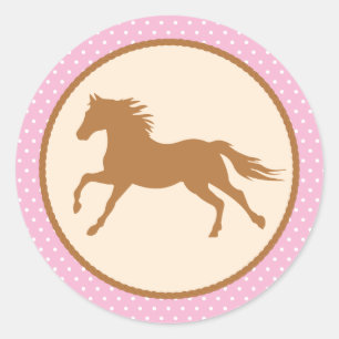 Cowgirl over Pony Cute 1st Birthday Party Theme Ronde Sticker