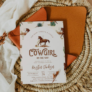 Cowgirl Paard Baby shower Invitation Kaart