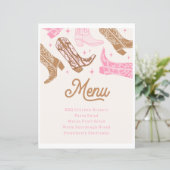 Cowgirl Party Menu Sign (Staand voorkant)
